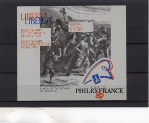 LIBERIA 1989 FRENCH PAINTINGS S/S MNH