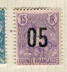 FRENCH COLONIES; 1912 GUINEA Tablet type surcharged Mint hinged 05c. value