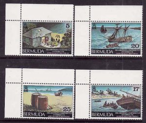 Bermuda-Sc#329-32- id9-unused NH set-Ships-Gunpowder Plot-1975-