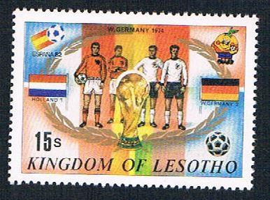 Lesotho 363j MLH Soccor Champions  1974 Germany 1982 (BP32214)