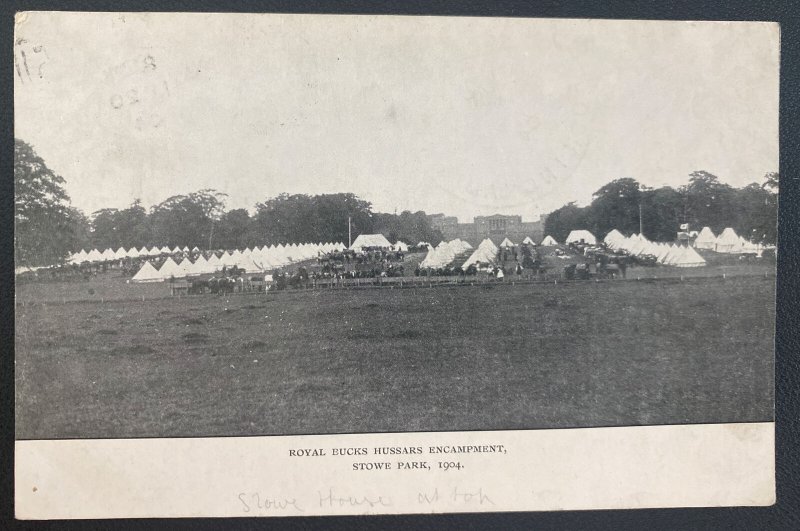 1904 Buckingham England Real Picture Postcard Cover Royal Buck Hussars Encapment