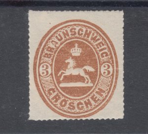 Brunswick Sc 26 MNH. 1865 3gr brown Saxon Horse, light offset on clean gum.