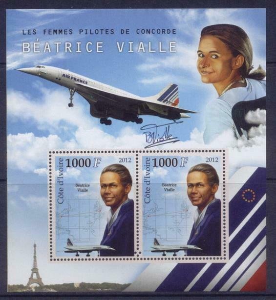 2012 beatrice vialle concorde pilot aviation women m/sheet mnh