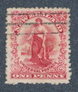 NEW ZEALAND Sc 108v - Gibbons #356 -USED -1906 1p - Pf. 14-from new Royle Plates