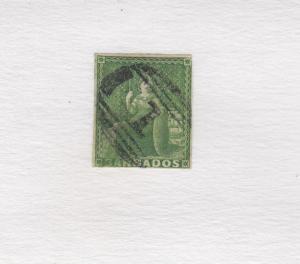 BARBADOS # 5a IMPERF BRITANNIA #1 DUPLEX CANCEL CAT VALUE $125