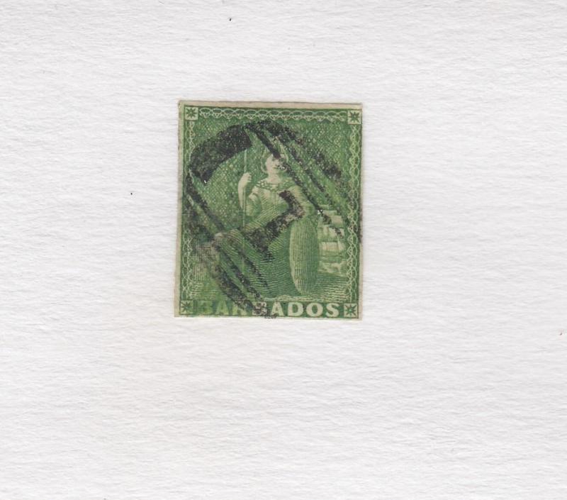 BARBADOS # 5a IMPERF BRITANNIA #1 DUPLEX CANCEL CAT VALUE $125