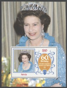 1986 Nevis Scott #476 Queen Elizabeth II 60th Birthday, MNH