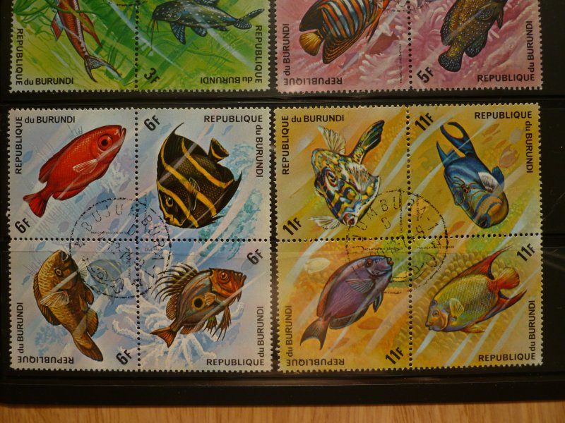 1974 Burundi SC #449-454 ,#C207-212 Fish Gold+Black font #11