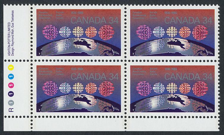 Canada 1103i BL Plate Block MNH CBC Broadcasting