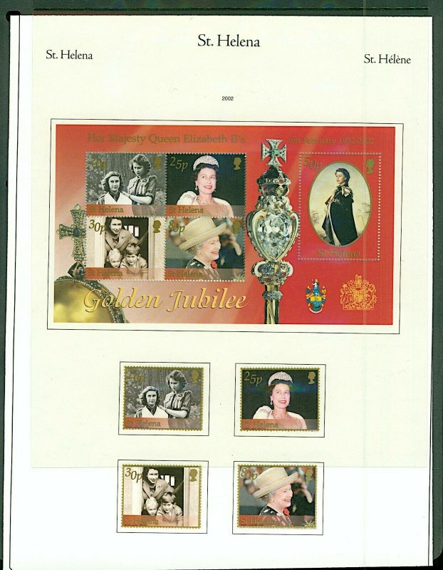 St Helena 2002 year collection of complete sets and sheetlets (30v) UM Stamps