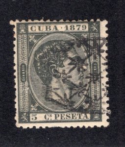 Cuba 1879 5c slate black Alfonso XII, Scott 82 used, value = $3.00