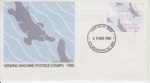 1986 Australia Vending Machine Stamp - Platypus FDC