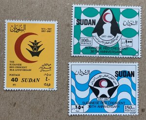 Sudan 1988 Red Crescent, MNH. Scott 360-362, CV $4.00