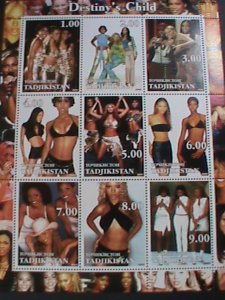 ​TAJIKISTAN-2002 FAMOUS DESTINY'S CHILD- MNH SHEET OF 9-VERY FINE