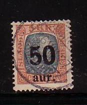 Iceland Sc 138 50 aur overprint on 5 kr Christian IX stamp used