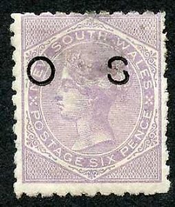 New South Wales SGO30 6d Pale Lilac Perf 10 (a bit grubby on the back) Cat 22 p 