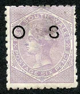 New South Wales SGO30 6d Pale Lilac Perf 10 (a bit grubby on the back) Cat 22 p 