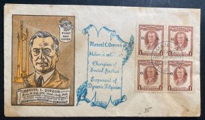 1953 Manila Philippines First Day Cover FDC Manuel Quezon Freedom Issue
