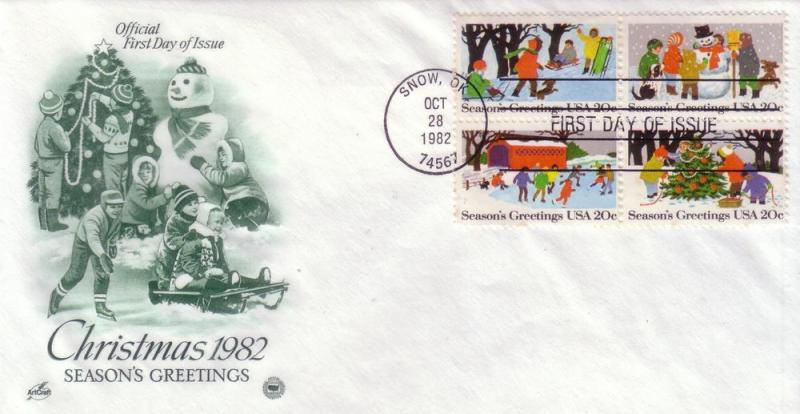 US FDC Sc# 2027 / 30 Christmas 1982 L818