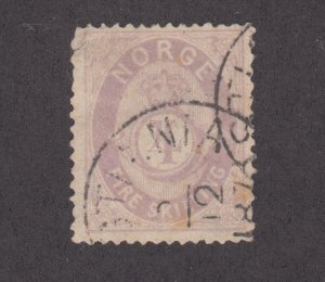 Norway Sc 19 used 1873 4s Post Horn & Crown, small tear, F-VF appearing