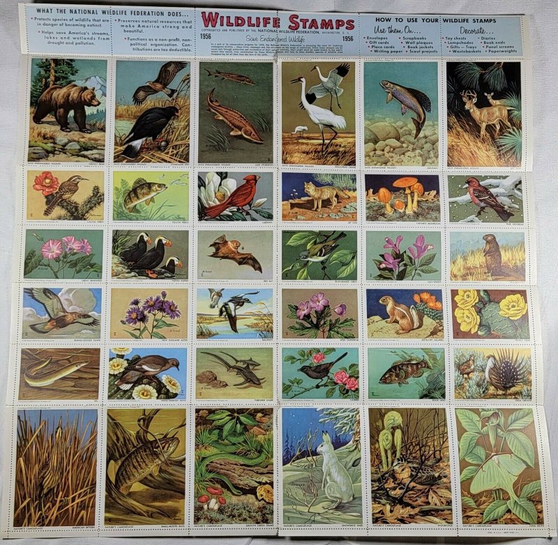 Lot of 7 National Wildlife Conservation Stamps Sheets. 1950 - 1959
