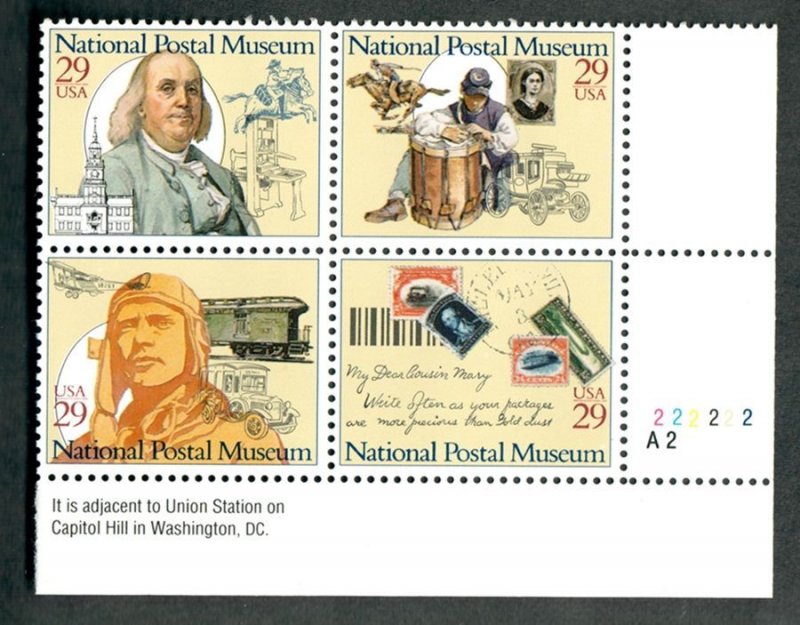 2779 - 2782 Postal Museum MNH plate block - LR