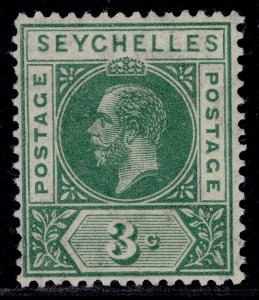 SEYCHELLES GV SG72, 3c green, LH MINT.