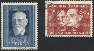 Austria Scott #557,558 1948 Stamps Pres. Karl Renner & Josef Mohr