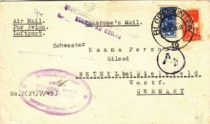 1943, German Internee, Bloemfontein, South Africa, Censored, See Remark (C3332)