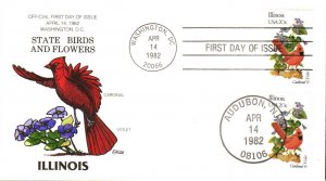 #1965 Illinois Birds - Flowers Collins FDC