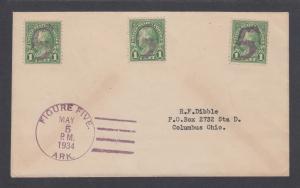 US Sc 632 on 1934 cover, 5 Fancy Cancel of Figure Five, Ark.