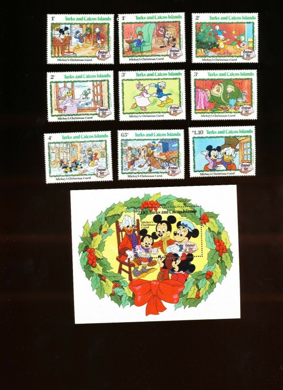 TURKS & CAICOS ISLANDS - Sc 540-549 VFMNH. DISNEY - Mickey Christmas Carol, 1982