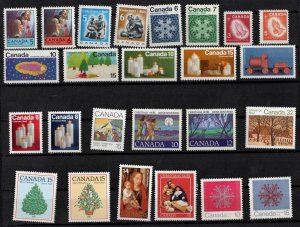 CANADA 25 DIFFERENT MNH CHRISTMAS STAMPS