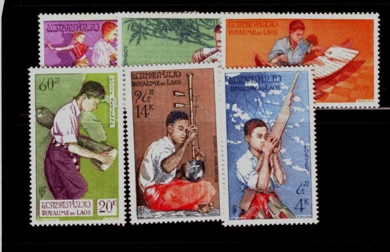 LAOS Sc 34-6,c24-6 NH set of 1957 - Musical Instruments