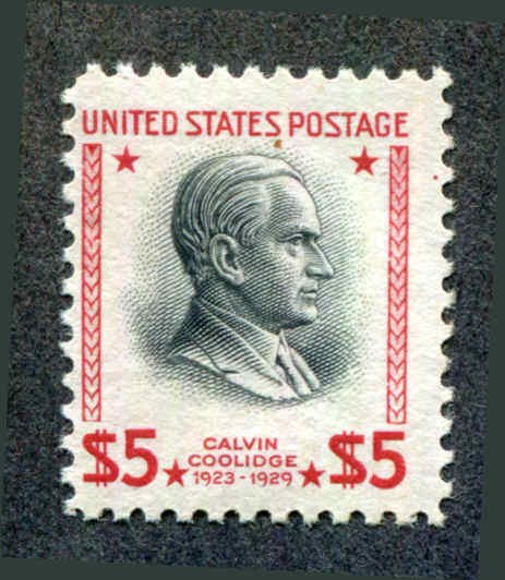 US # 834  $5 Coolidge,Prexie F NH MNH 1938 Flat Plate Printing Perf 11