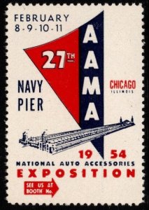 1954 US Poster Stamp AAMA National Auto Accessories Exposition Navy Pier MNH