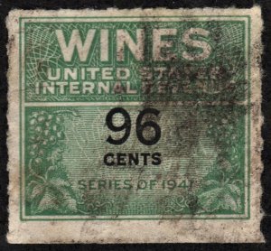 RE145 96¢ Wine Revenue Stamp (1942) Used