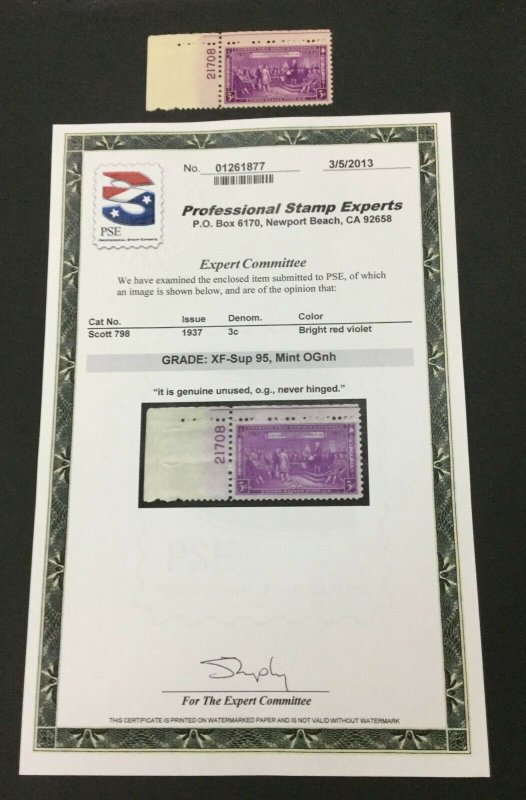 MOMEN: US #798 MINT OG NH **PSE GRADED CERT XF-SUP 95** #31119