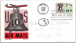 US FIRST DAY COVER 10c AIRMAIL POSTAGE ON KEN BOLL CACHET CRAFT 1960
