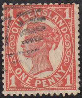 Queensland 1897-1900 used Sc 113 1p Victoria Perf 12.5