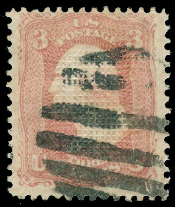 MOMEN: US STAMPS #83 USED C GRILL GUARANTEED MEASURED 13*16mm SOUND CAT.  $1,100