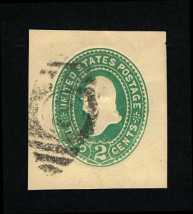 GENUINE SCOTT #U315 POSTALLY USED 1887-94 GREEN ON MANILA LARGE CUT SQUARE 17374