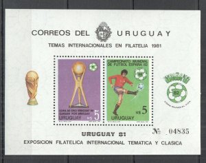 B0382 1981 Uruguay Football World Cup Spain 1982 Michel 30 Euro Bl51 Mnh