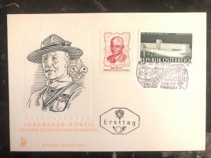1957 Vienna Austria First Day Postcard Cover FDC Lord Baden Powell Scouts