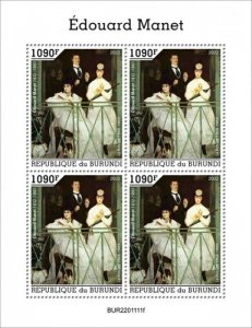 Burundi - 2022 French Artist Edouard Manet - 4 Stamp Sheet - BUR2201111f