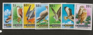 MONGOLIA Sc 583-89 NH issue of 1970 - BIRDS - EAGLES & OWLS 