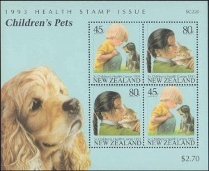 New Zealand #B144a, Complete Set, Souvenir Sheet Only, 1993, Dogs, Never Hinged