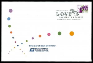 Scott 4450 44c Love with Pansies First Day Cover with Ceremony Program Insert