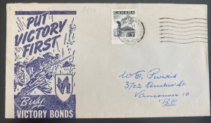 1957 Manitoba Canada Patriotic cover to Vancouver Buy Victory Bonds