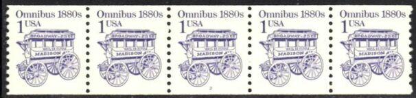 US Stamp #2225b MNH - Omnibus Transportation Coil PS5 #3 Shiny Gum No Tag